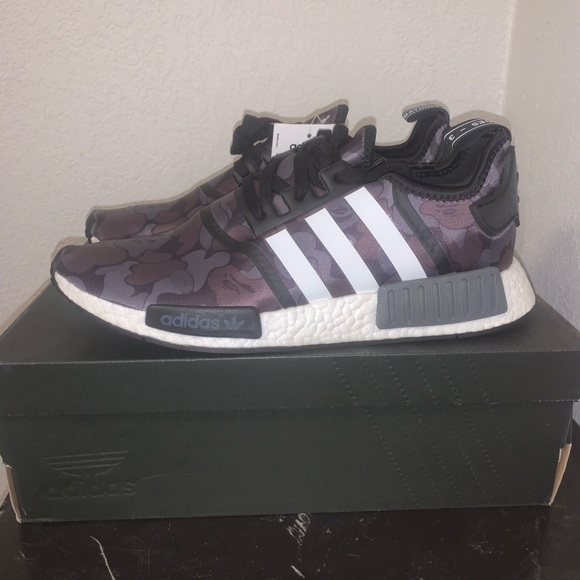 A BATHING APE X ADIDAS NMD R1 BLACK CAMO SIZE 12M - Picture 4 of 7